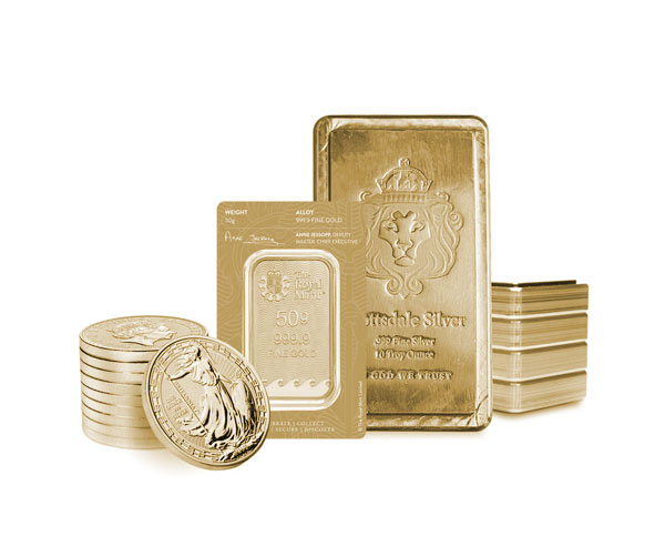 gold and silver bullion stack